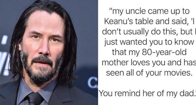 Keanu Reeves was having dinner in a restaurant when a man approached ...